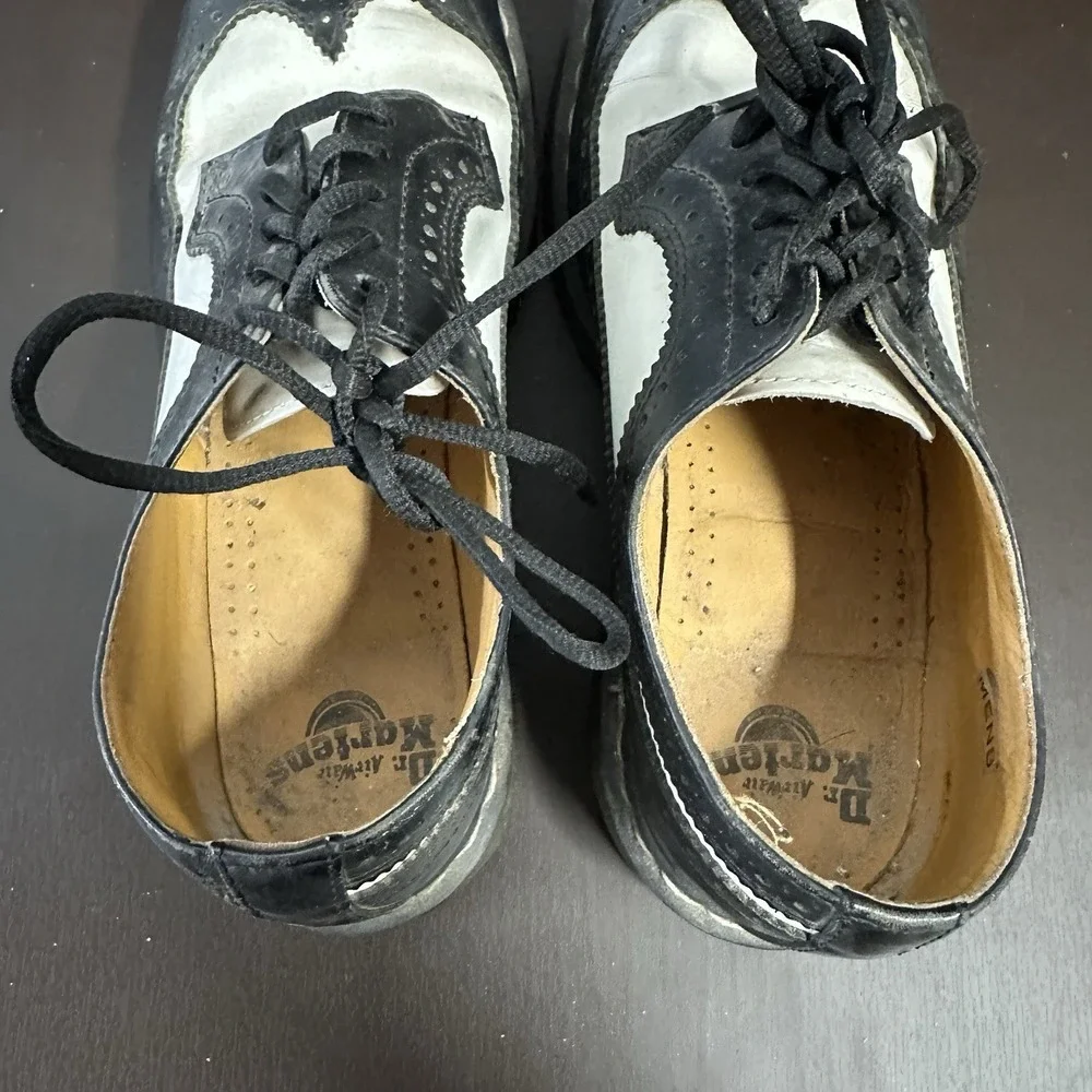Vtg Dr Martens Shoes Mens‎ UK 8 Black and White WingTip Brogue 90s Y2k Chunky